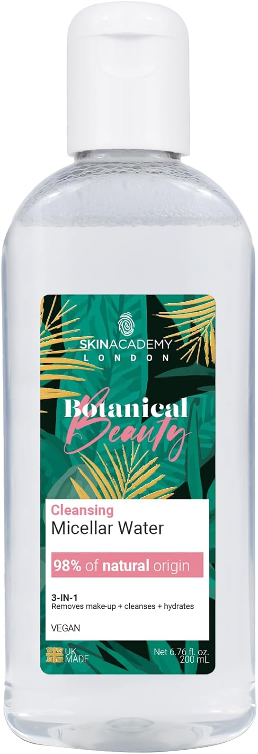 Skin Academy London | Botanical Beauty Micellar Cleansing Water | 98% Nature Derived | Vegan | 200Ml