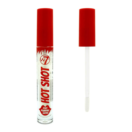 W7 Hot Shot Plumping Gloss - Enhancing Plump Effect For Fuller Lips - Clear, Natural, High Shine Finish