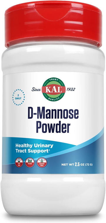 KAL D-Mannose Powder 1600 mg, Easy-to-Mix, Fast-Dissolving Powder to Support Urinary Tract Health, Unavored, Non-GMO, Vegan, Gluten Free, 45 Servings, 2.