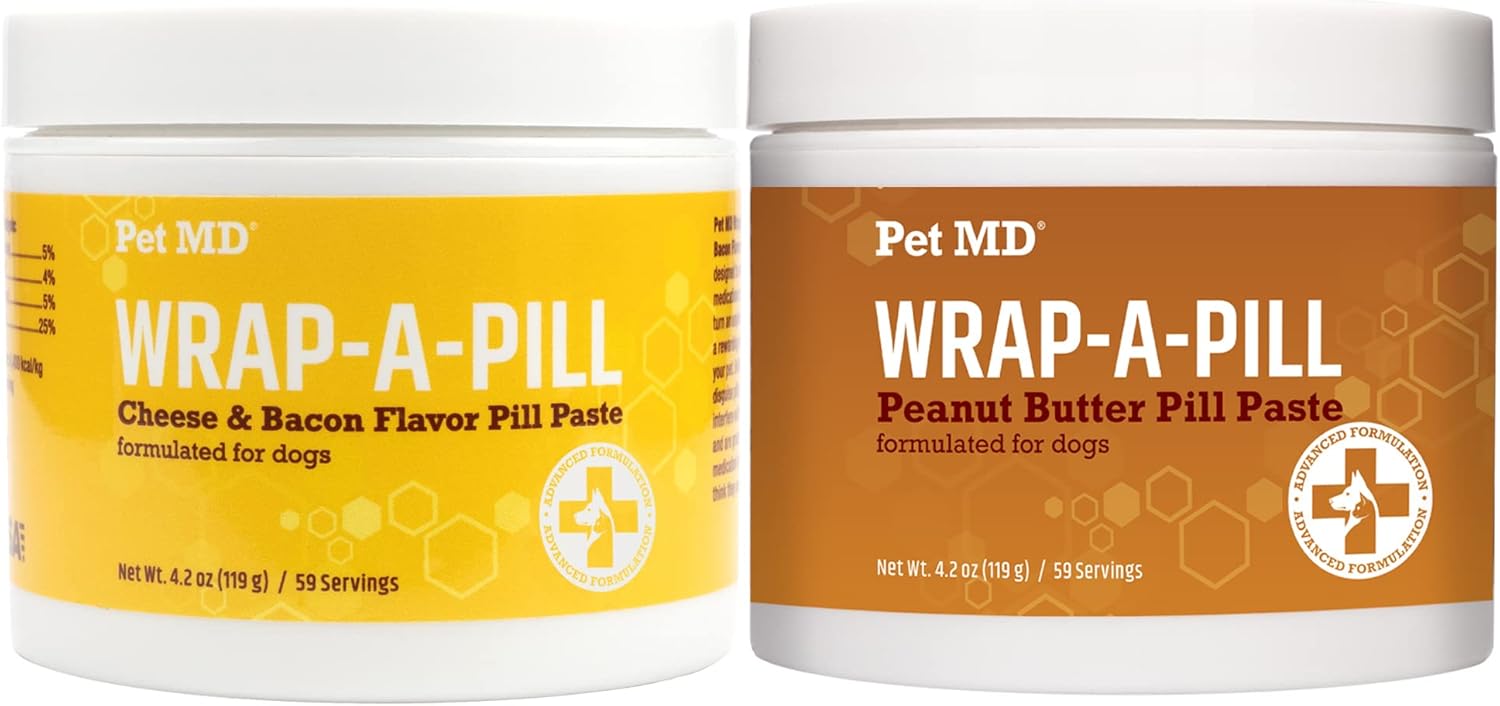 Pet Md Wrap-A-Pill Variety Pack - Peanut Butter Pill Paste, Cheese & Bacon Flavored Pill Paste For Dogs - 4.2 Oz Each
