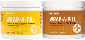 Pet Md Wrap-A-Pill Variety Pack - Peanut Butter Pill Paste, Cheese & Bacon Flavored Pill Paste For Dogs - 4.2 Oz Each