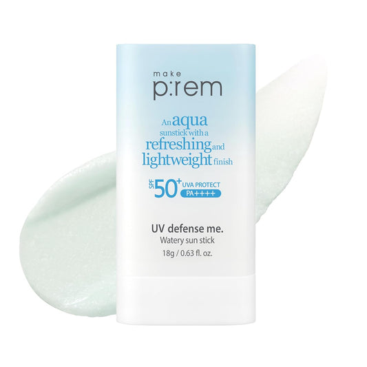 Make P:Rem Uv Defense Me. Watery Sun Stick Spf 50+ Pa++++, Hydrating & Cooling Sun Care Stick, Lightweight, Non-Greasy Finish, Korean Sunscreen, 0.63 Fl. Oz., 18G : Beauty & Personal Care