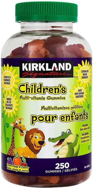 Kirkland Signature Children's Multi-Vitamin Gummies, 80% Organic Ingredient, 250 Gummies