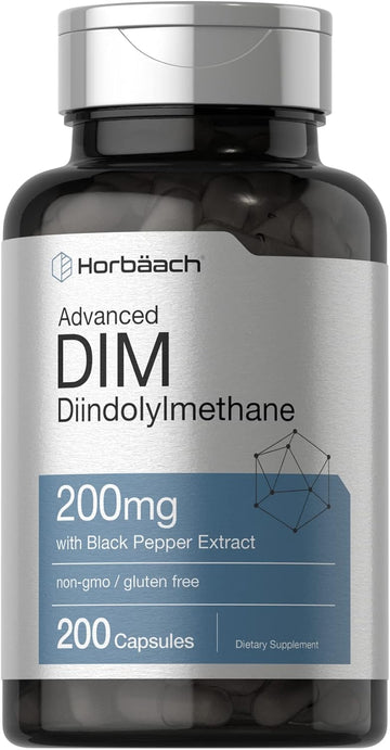 Horbäach Dim Supplement 200Mg | Advanced Diindolylmethane | With Black Pepper Extract | 200 Capsules | Non-Gmo, Gluten Free