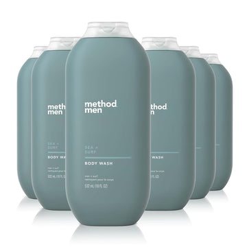 Method Men Body Wash, Sea + Surf, Paraben And Phthalate Free, 18 Fl Oz (Pack Of 6)