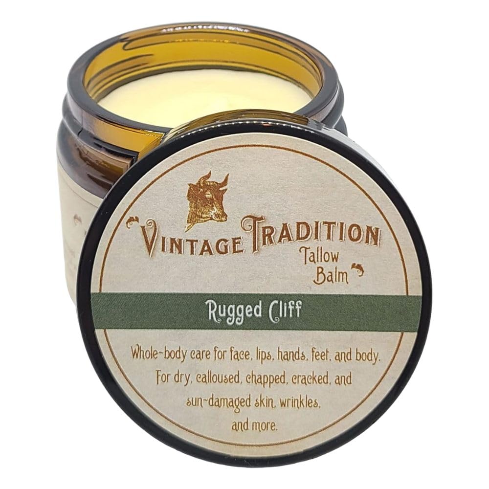 Vintage Tradition Beef Tallow All Purpose Balm - Healing, Hydrating Musk Skin Care Salve Replaces Body Lotion, Hand Cream, More - Essential Oil, Olive Oil, And Grass-Fed Tallow, 2 Fl. Oz