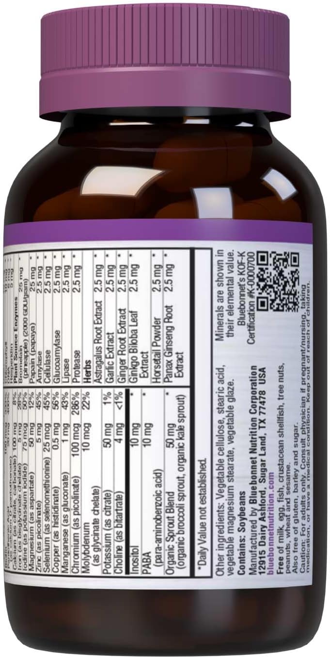 Bluebonnet Nutrition Super Earth* Single Daily* Multiple (With Iron), For Daily Nutritional Support*, Gluten-Free, Kosher Certified, Dairy Free, Vegetarian Friendly, 30 Caplets, 30 Servings