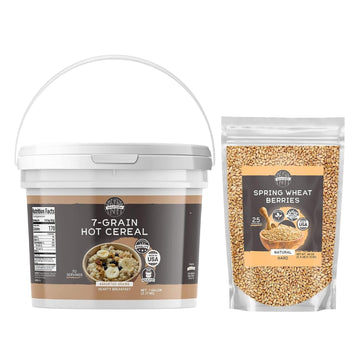 Birch & Meadow Spring Red Wheat Berries And 7-Grain Hot Cereal Bundle, Various Sizes, Hearty Breakfasts, Non-Gmo