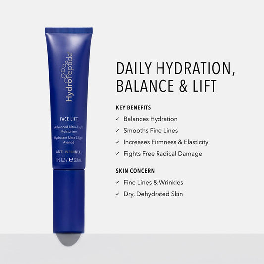 Hydropeptide Face Lift Ultra Light Moisturizer And Solar Defense Spf 30 Tinted Sunscreen Bundle, (1 Ounce And 1.7 Ounce)