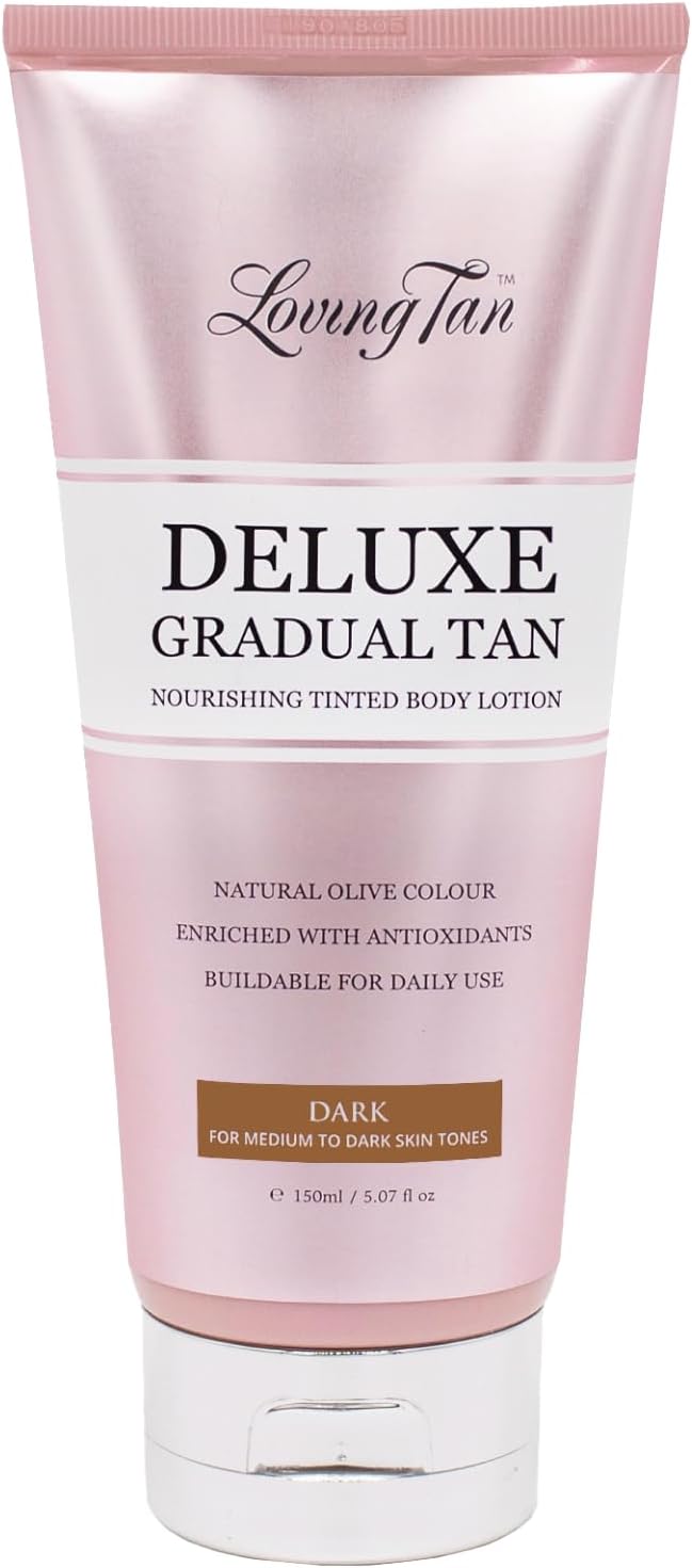 Loving Tan Deluxe Gradual Tan, Dark - Natural Looking Self Tanner, Professional Strength Sunless Tanner, 7+ Self Tanning Applications Per Bottle - Cruelty Free, Naturally Derived Dha - 150Ml