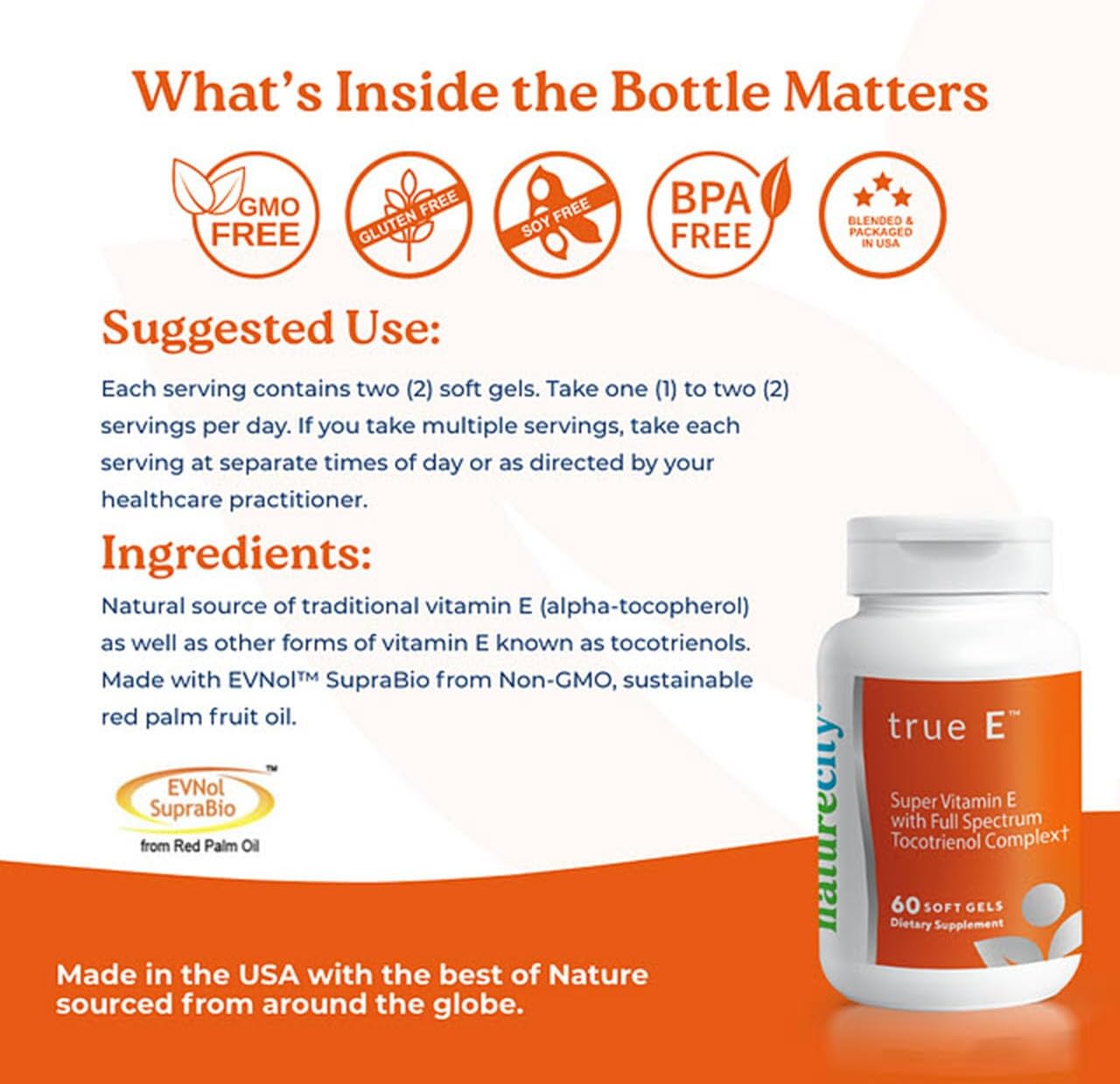 Buy Naturecity True-E Full Spectrum Tocotrienols Vitamin E & Natural Alpha Tocopherol Supplement | Sustainable Tocotrienols From Evnol Suprabio | Non-Gmo Vitamin E Complex | 120 Soft Gels On  Free Shipping On Qualified Orders