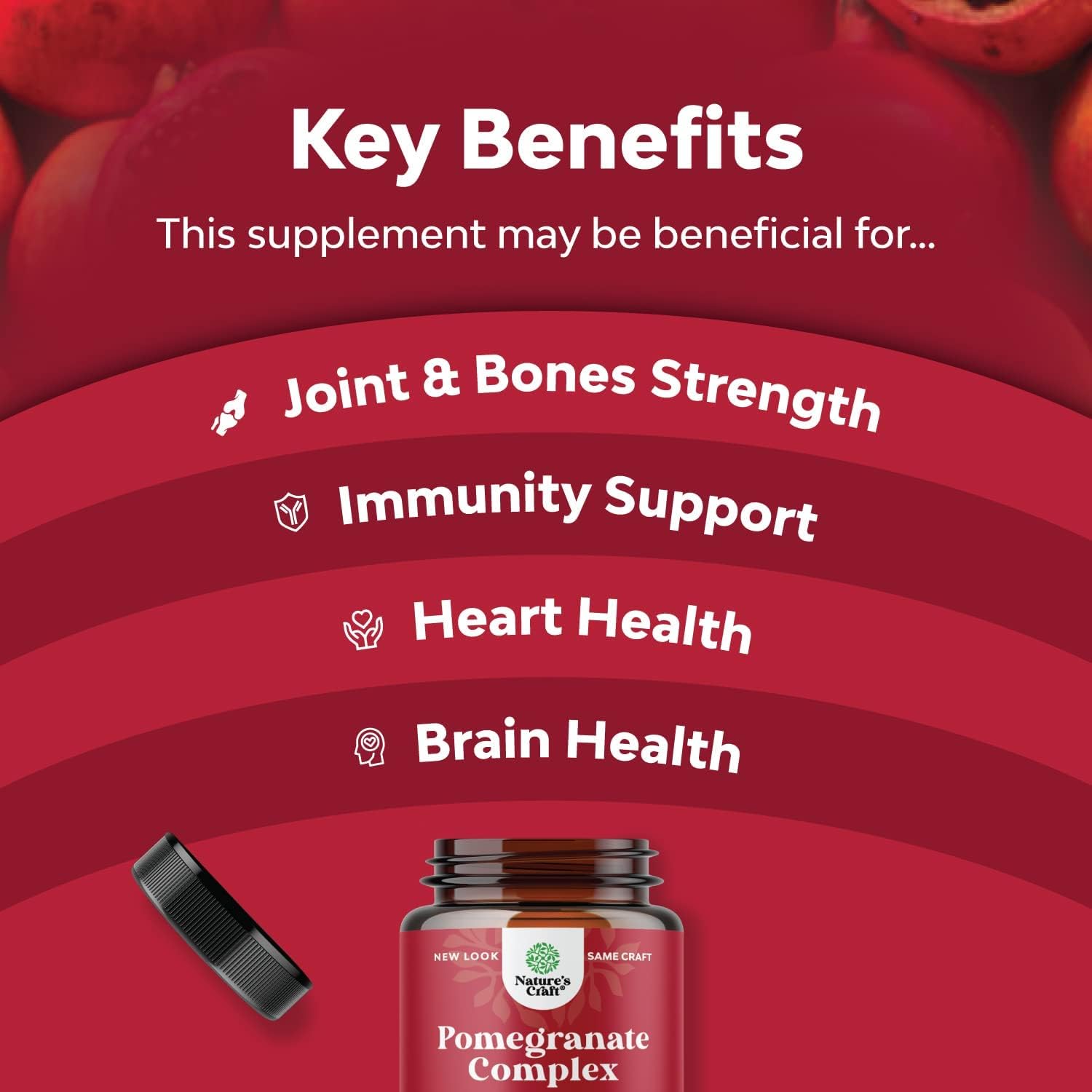 Pomegranate Extract Capsules Antioxidant Supplement - Natural Pomegranate Capsules for Heart Health Joint Support and Pre Workout for Men and Women - Nitric Oxide Supplement with Brain Health Vitamins : Health & Household