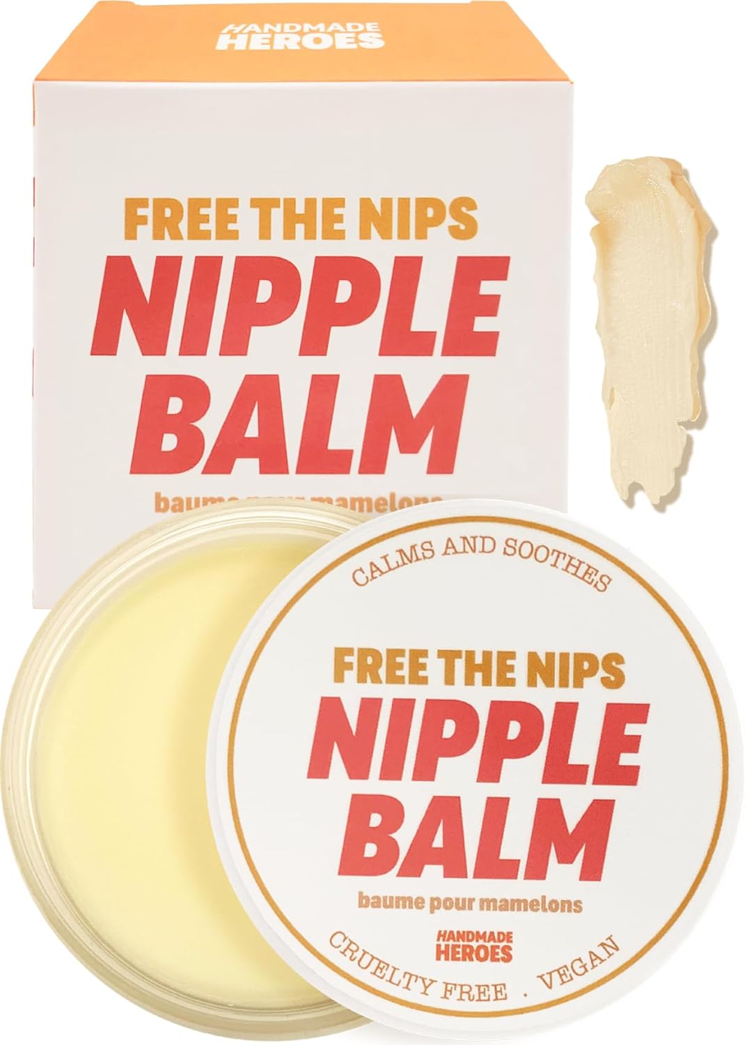 100% Natural Breast Feeding Nipple Cream with 2 pc Cotton Breast Pads - Vegan and Cruelty Free Travel Friendly Breast Pump Lubricant Cream by Handmade Heroes