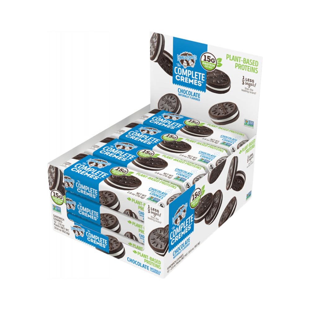 Lenny & Larry's The Complete Cremes®, Sandwich Cookies, Chocolate, Vegan, 5g Plant Protein, 6 Cookies Per Pack (Box of 12)