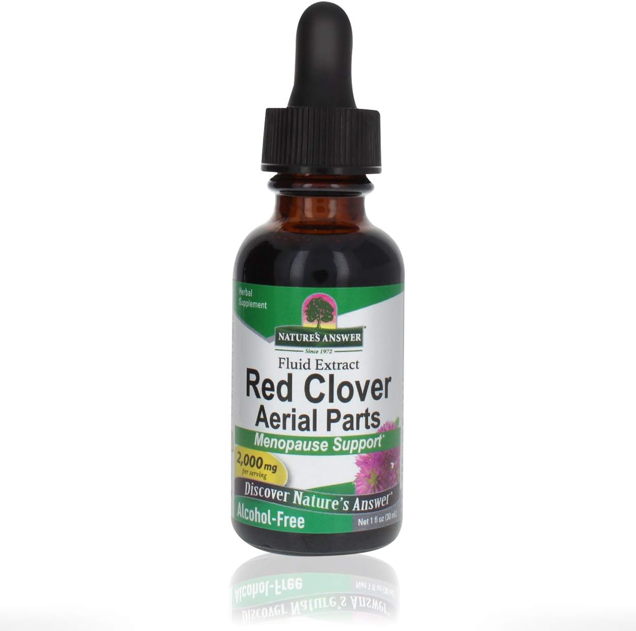 Nature's Answer Alcohol-Free Red Clover Extract Supplement, 1-Fluid Ounce | Natural Mood Support | Hormone Balance for Women | Menopausal Support