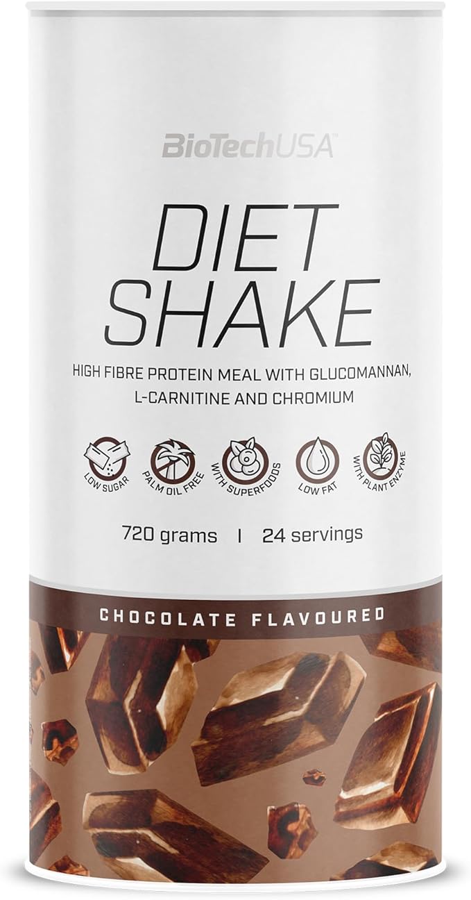 Biotechusa Diet Shake | High-Protein, Low-Fat | With Superfoods, Chromium, Glucomannan, L-Carnitine | Palm Oil-Free, 720 G, Chocolate