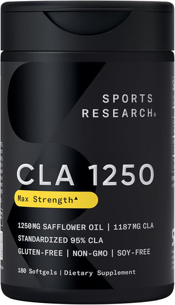 Sports Research Cla - 1250Mg With Active Conjugated Linoleic Acid For Men And Women | Non-Gmo, Soy & Gluten Free - 95%