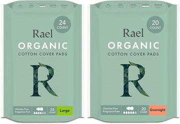 Rael Period Bundle - Organic Cotton Cover Large Pads (24 Count) & Overnight Pads (20 Count)
