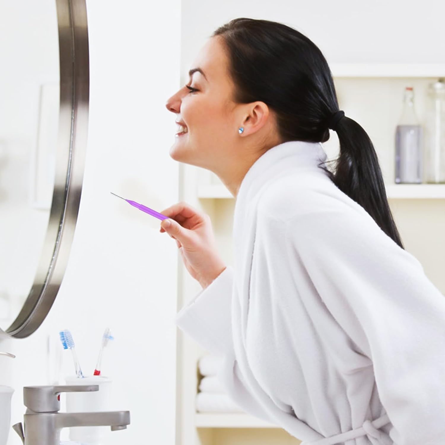 Rayito 200 Pieces Interdental Brushes, 6 Sizes Soft Dental Floss Brush Mini Floss Sticks Dental For Braces Oral Cleaning