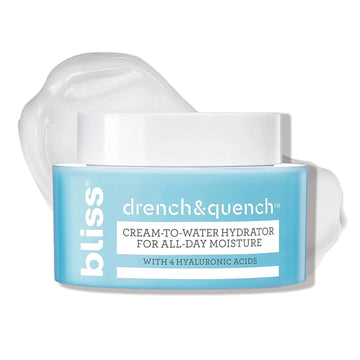 Bliss Drench & Quench Hyaluronic Acid Moisturizer for Face - 1 Fl Oz - Cream-To-Water - Hydrator for All-Day Moisture - Clean - Vegan & Cruelty-Free