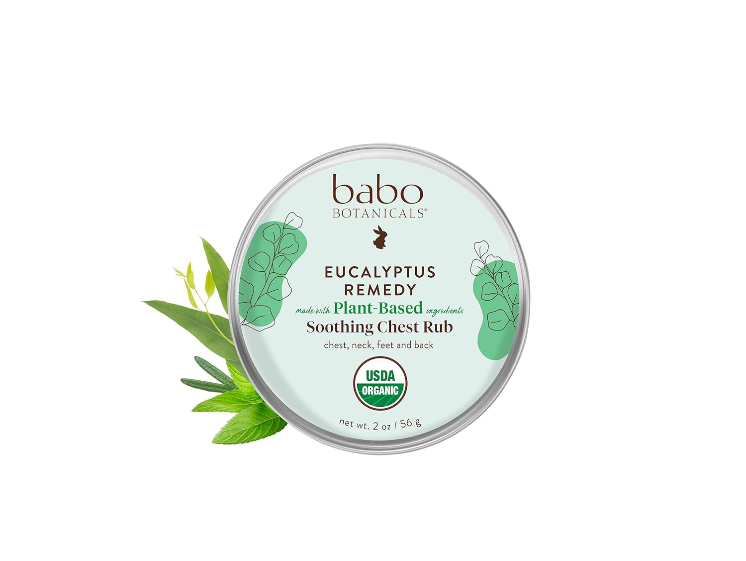 Babo Botanicals Eucalyptus Remedy Soothing Chest Rub - Usda Organic - Calming Relief With Eucalyptus, Lavender & Rosemary Essential Oils - Made Without Camphor Or Petroleum - For Ages 3+