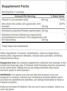 Swanson Zinc & C Lozenges W/Elderberry & Echinacea-Orange & Lemon Flavor 60 Loz