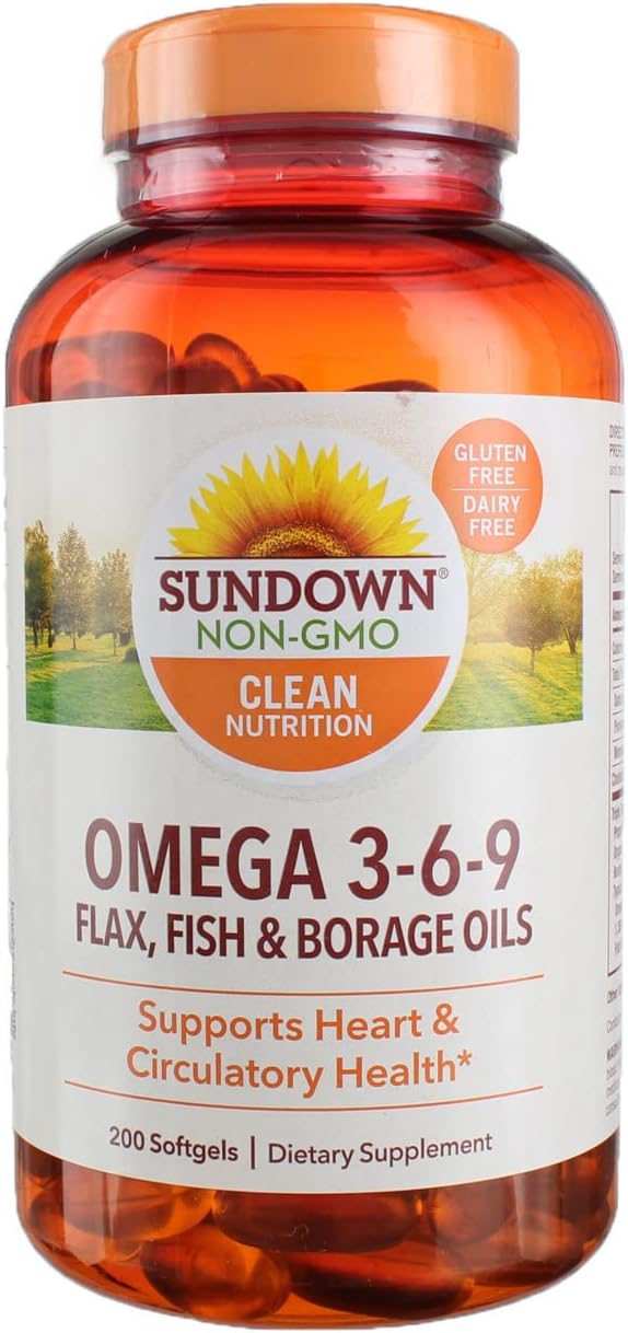 Sundown Naturals, Triple Omega 3-6-9 Softgels, 200 Count