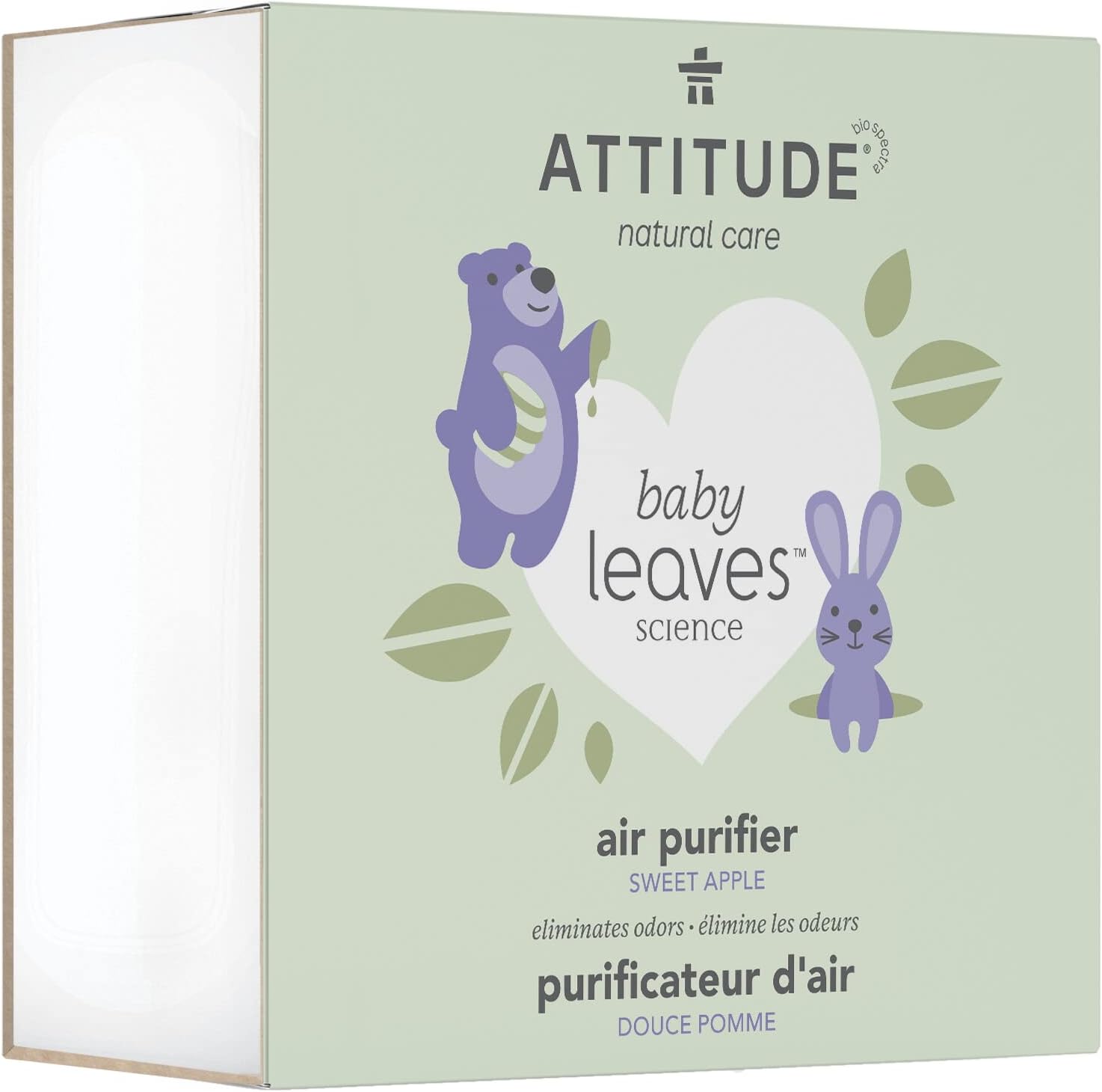 ATTITUDE Baby Air Purifier, Activated Carbon Freshener, Odor Remover, Plant and Mineral-Based, Vegan, Sweet Apple, 8 Ounces