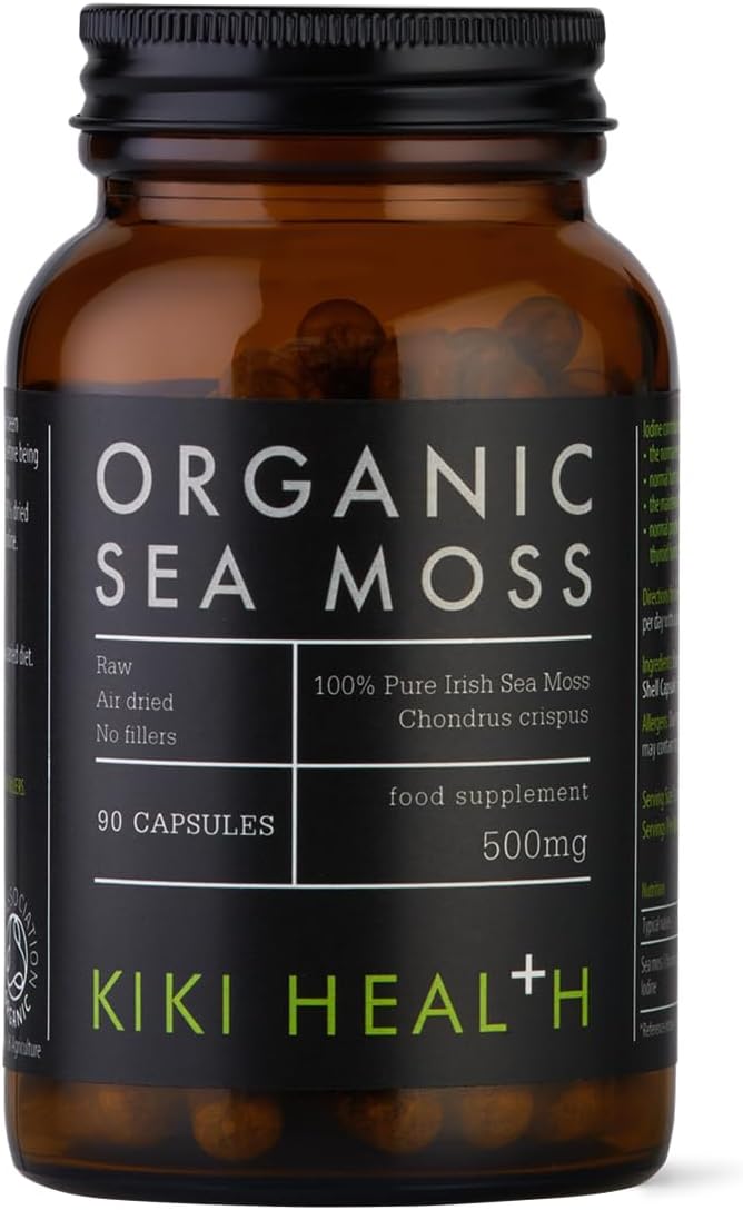 Kiki Health Organic Irish Sea Moss Capsules | Sustainably Sourced, Rich In Iodine For Thyroid Support, Optimal Nutrient Potency, Convenient Vegan Capsules | Promotes Holistic Wellness | 90 Vegicaps