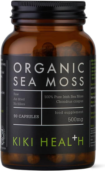 Kiki Health Organic Irish Sea Moss Capsules | Sustainably Sourced, Rich In Iodine For Thyroid Support, Optimal Nutrient Potency, Convenient Vegan Capsules | Promotes Holistic Wellness | 90 Vegicaps