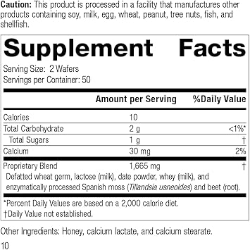 Standard Process Zymex Wafers - Whole Food Digestion And Digestive Health With Lactose, Date, Spanish Moss, Beet Root, Wheat Germ And Whey - Vegetarian - 100 Wafers