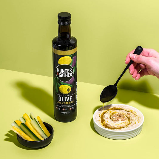 Hunter & Gather Extra Virgin Olive Oil - 500Ml | Organic And Cold Pressed | Perfect For Drizzling, Dipping And Dressing | Keto, Low Carb & Paleo