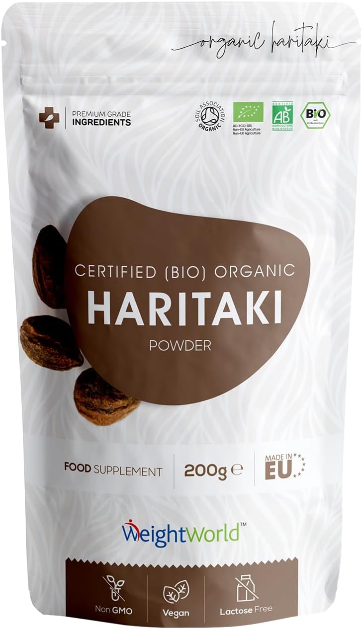Haritaki Powder Organic (Terminalia Chebula) - Soil Association Certified - For Gut, Skin & Hair - Vegan & Non-Gmo - Organic Superfood Powder For Rejuvenation - Alternative To Haritaki Capsules