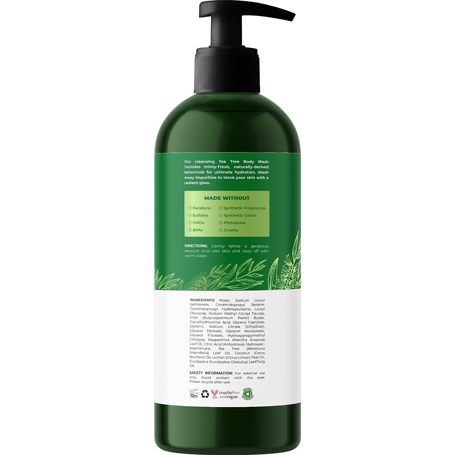 Tea Tree Shampoo and Body Wash - Sulfate Free Clarifying Shampoo for Oily Hair Care and Scalp Exfoliator for Dry Scalp Build Up and Flakes - Moisturizing Tea Tree Essential Oil Body Soap for Dry Skin : Beauty & Personal Care