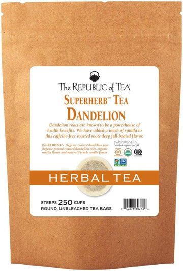 The Republic Of Tea Organic Dandelion Superherb Herbal Tea, Refill Pack Of 250 Tea Bags