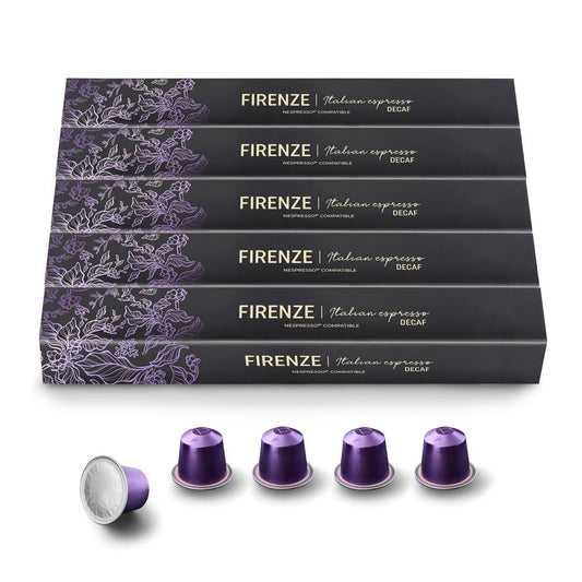 Decaf Italian 'Firenze' Espresso: Tastes Like Full-Caf | 100 Aluminum Capsules For Nespresso — Rich Flavor