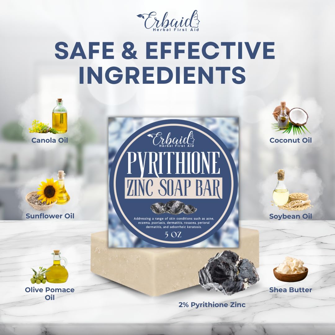 Pyrithione Zinc Soap Bar For Face & Body, 4Oz | 2% Znp Bar Soap Skin Repair Cleanser For Acne, Rosacea, Eczema, Dermatitis, Psoriasis, Itching | Cleansing, Calming Zinc Facial Wash Made In Usa : Beauty & Personal Care