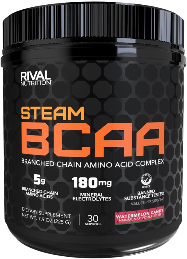 Rivalus Steam Bcaa, Watermelon - Intra Workout Amino - 2:1:1 Ratio – Leucine, Isoleucine, And Valine. Zero Banned Substance, Made In Usa, 30 Servings