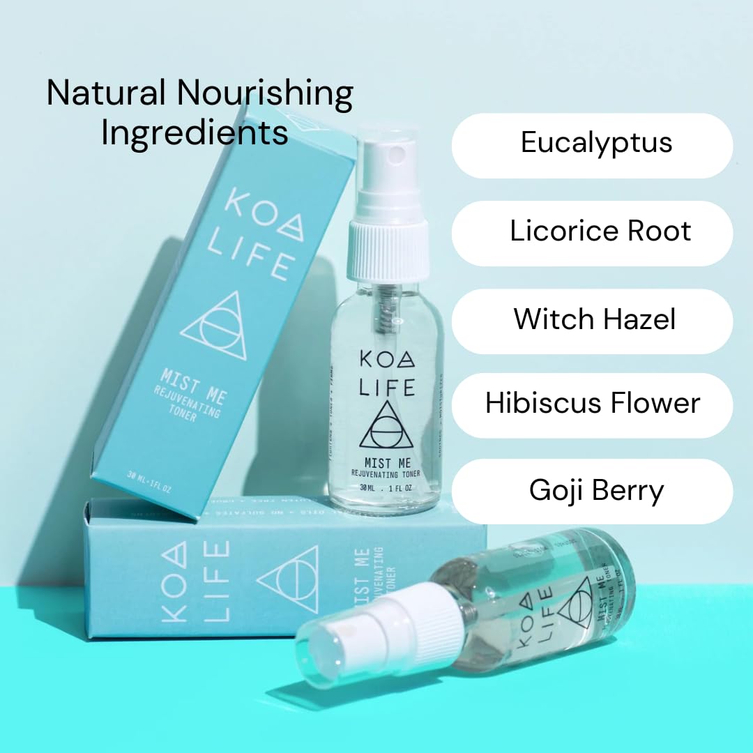 Koa Life Mist Me Rejuvenating Toner - Hydrating Facial Mist Spray, Anti-Aging Properties, Vegan, Witch Hazel, Eucalyptus Face Spray - 1 Fl Oz : Beauty & Personal Care