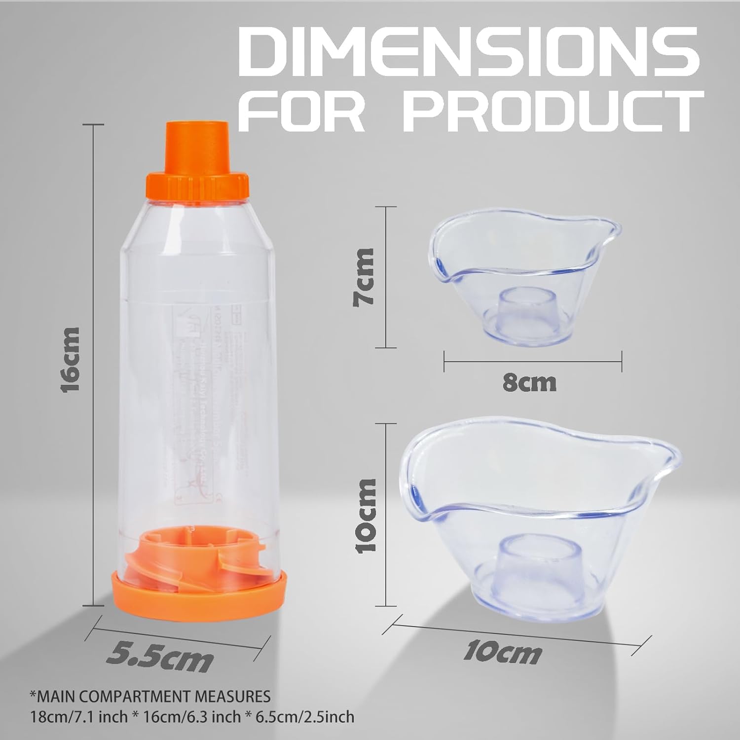 Inhaler Spacer For Adult And Child Or Baby With Mask, Aerosol Chamber Helps Medication Delivery For Asthma And Copd (Transparent, Child Mask)