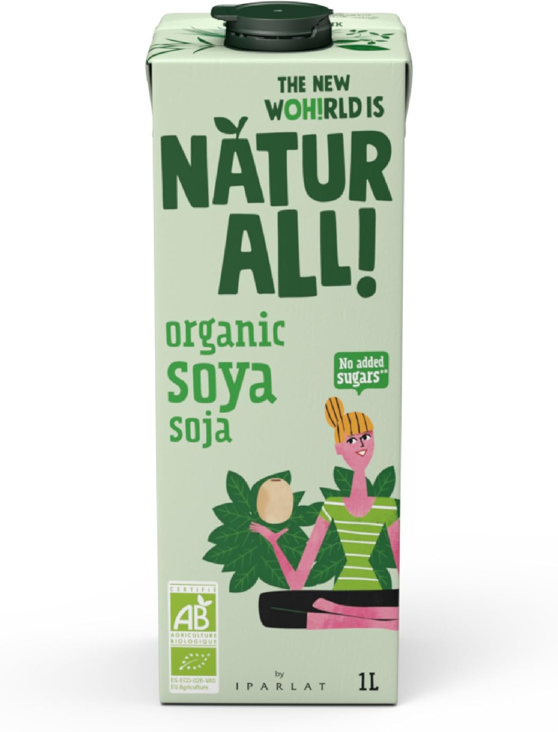 Natur All | Organic Soya Drink 1L - Unsweetened, Only 3 Ingredients, 100% Plant-Based, Vegan (6 Unit Box)