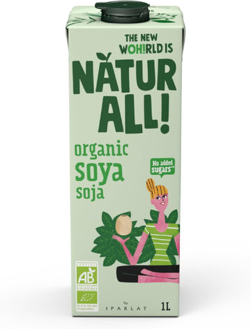 Natur All | Organic Soya Drink 1L - Unsweetened, Only 3 Ingredients, 100% Plant-Based, Vegan (6 Unit Box)