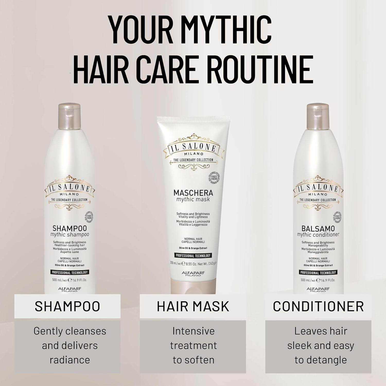 Il Salone Milano Professional Mythic Shampoo - Moisturizing Shampoo For Normal Hair - Gently Cleanses While Adding Shine, Softness And Hydration - Salon-Quality Hair Care (16.9 Oz / 500 Ml) : Beauty & Personal Care