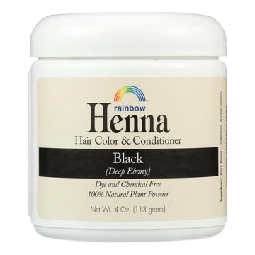 Rainbow Research Henna Hair Color & Conditioner - Black (Deep Ebony) 4 Oz (113 Grams) Jar