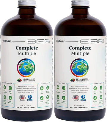 Liquidhealth 32 Oz Liquid Multivitamin For Adult Men & Women - Complete Multiple, Natural Immune Support, Non-Gmo, Vegan, Gluten Free, Sugar Free, Prebiotic Fiber Vitamins Supplement (2-Pack)