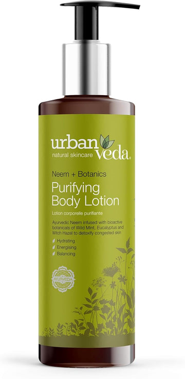 Urban Veda Purifying Body Lotion | Moisturiser For Acne Prone Skin With Neem | Purifying Body Moisturiser For Dry Skin | Vitamin E Cream Moisturizer | Body Lotion Women & Men | 250 Ml