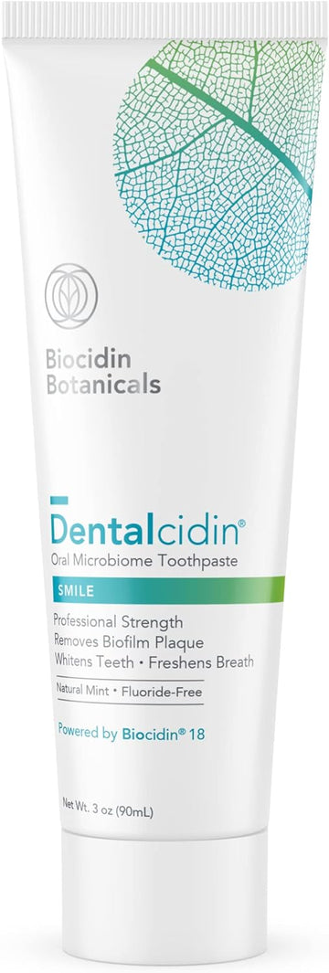Biocidin Dentalcidin - Fluoride Free Toothpaste For Daily Oral Care + Teeth Whitening - Gentle Wellness Toothpaste Removes Biofilms + Plaque To Protect Teeth + Gums - For Kids + Adults (3 Oz)