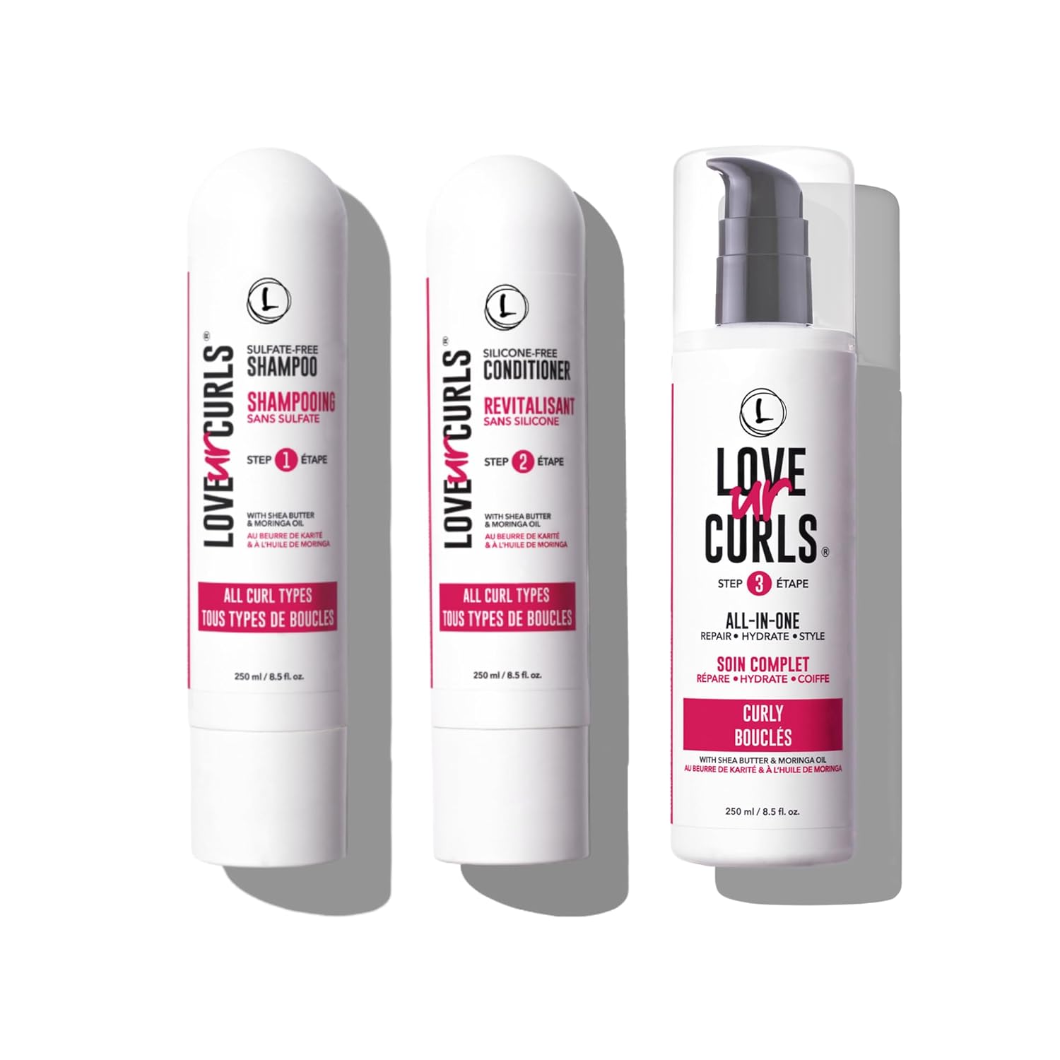 Love Ur Curls - Shampoo & Conditioner Set With All In One Curl Cream Styler For Curly Hair, 3 Step System For Repair And Moisturizing