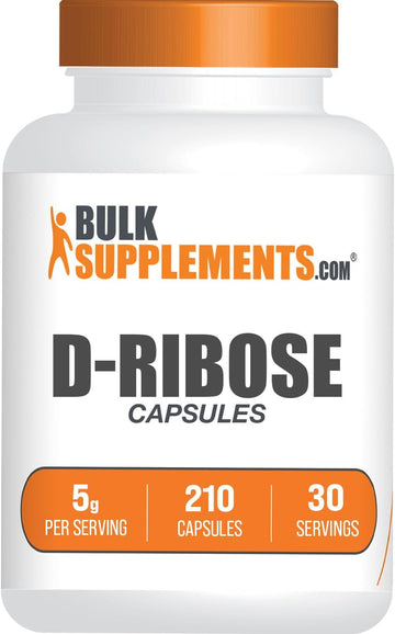 BulkSupplements.com D-Ribose Capsules - Ribose Supplement, D-Ribose 5000mg, for Energy Support - Unflavored & Gluten Free, 7 Capsules per Serving, 210 Capsules (Pack of 1)