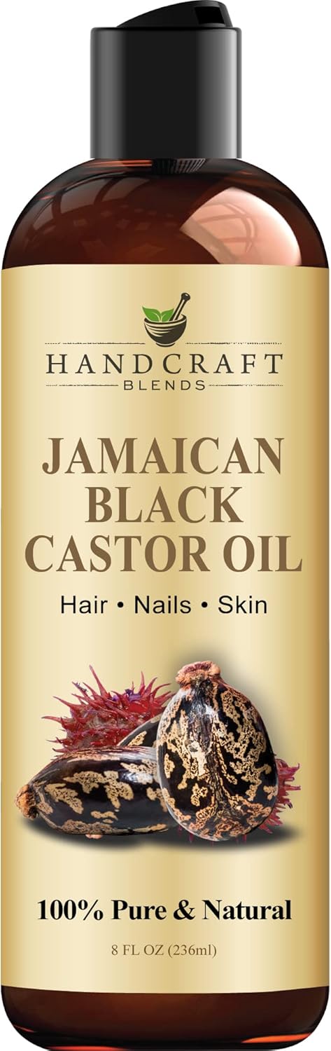 Handcraft Blends Jamaican Black Castor Oil - 8 Fl Oz - 100% Pure And Natural - Premium Grade Oil For Hair Growth, Eyelashes And Eyebrows - Carrier Oil - Hair And Body Oil